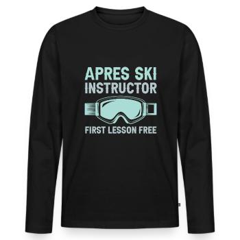 Apres Ski Instructor Première leçon Gratuite - Ski - T-shirt manches longues Premium bio Homme - noir - Devant - Nico (187cm)