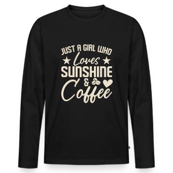 Just a girl who loves sunshine & coffee - Men's Premium Organic Long Sleeve Shirt - black - Front - Nico (187cm)