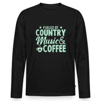 Durch Country Musik Und Kaffee Angeheizt - Männer Premium Bio Langarmshirt - Schwarz - Vorne - Nico (187cm)