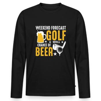 Weekend forecast golf with a view of beer - Men's Premium Organic Long Sleeve Shirt - black - Front - Nico (187cm)