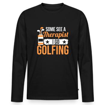 Manche Suchen Einen Therapeuten Ich Gehe Golfen - Männer Premium Bio Langarmshirt - Schwarz - Vorne - Nico (187cm)