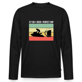 Jet Ski + Bière = Journée parfaite - T-shirt manches longues Premium bio Homme - noir - Devant - Nico (187cm)