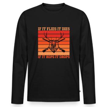 When Ees flies it dies When it jumps it falls - Men's Premium Organic Long Sleeve Shirt - black - Front - Nico (187cm)