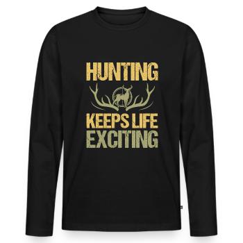 Hunting keeps life exciting - Men's Premium Organic Long Sleeve Shirt - black - Front - Nico (187cm)