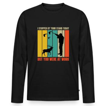 Ich War Heute An Ihrem Stand Aber Sie Waren - Männer Premium Bio Langarmshirt - Schwarz - Vorne - Nico (187cm)
