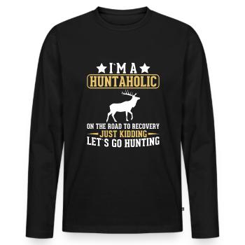 Je suis un accro de la chasse sur la voie de la guérison - T-shirt manches longues Premium bio Homme - noir - Devant - Nico (187cm)