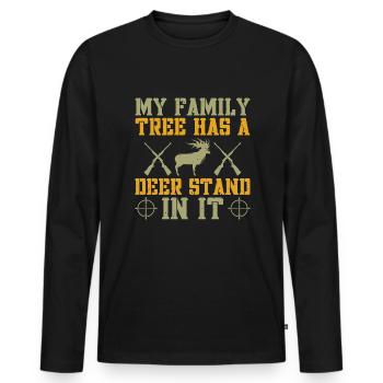 My family tree has a deer stand - Men's Premium Organic Long Sleeve Shirt - black - Front - Nico (187cm)