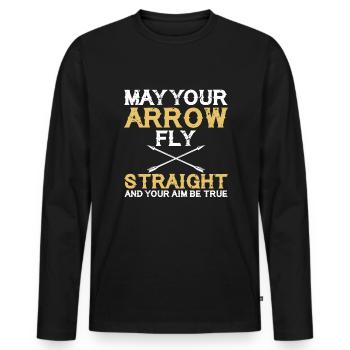 Que votre flèche vole droit et votre cible - T-shirt manches longues Premium bio Homme - noir - Devant - Nico (187cm)