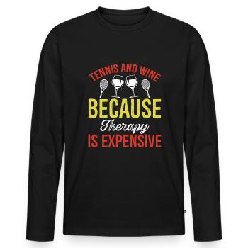 Tennis and wine because the therapy is expensive - Men's Premium Organic Long Sleeve Shirt - black - Front - Nico (187cm)