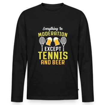Alles In Maßen Außer Tennis Und Bier - Männer Premium Bio Langarmshirt - Schwarz - Vorne - Nico (187cm)