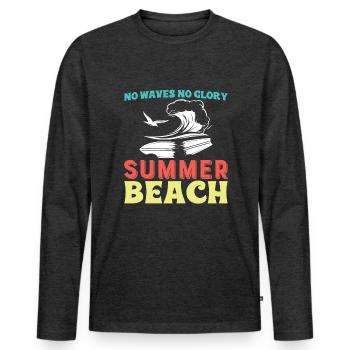 Keine Wellen Keinen Ruhm - Surfen - Männer Premium Bio Langarmshirt - Anthrazit meliert - Vorne - Nico (187cm)