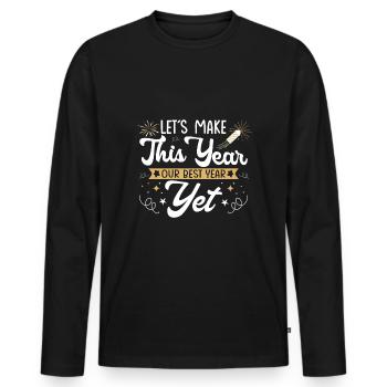 Faisons de cette année notre meilleure année - T-shirt manches longues Premium bio Homme - noir - Devant - Nico (187cm)