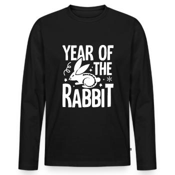 L’année du lapin - T-shirt manches longues Premium bio Homme - noir - Devant - Nico (187cm)