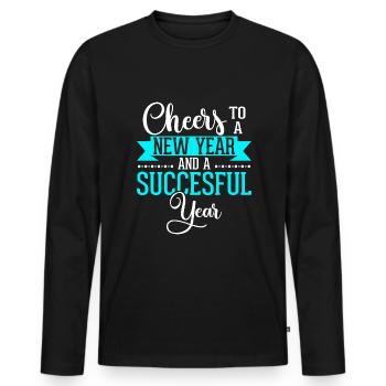 Vive une nouvelle année couronnée de succès - T-shirt manches longues Premium bio Homme - noir - Devant - Nico (187cm)