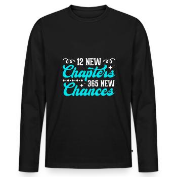 12 Nouveaux chapitres 365 Nouvelles opportunités - T-shirt manches longues Premium bio Homme - noir - Devant - Nico (187cm)