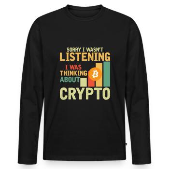 Désolé de ne pas avoir écouté - Crypto - T-shirt manches longues Premium bio Homme - noir - Devant - Nico (187cm)