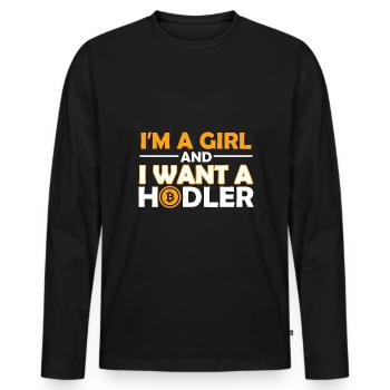 Ich Bin Ein Mädchen Und Ich Will Einen Hodler - Männer Premium Bio Langarmshirt - Schwarz - Vorne - Nico (187cm)