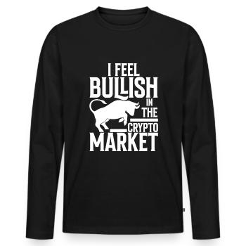 Je suis optimiste quant au marché de la cryptographie - T-shirt manches longues Premium bio Homme - noir - Devant - Nico (187cm)
