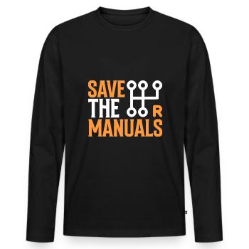 Save The Manuals - Auto - Männer Premium Bio Langarmshirt - Schwarz - Vorne - Nico (187cm)