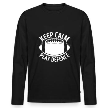 Ruhe Bewahren Und Defensiv Spielen - Football - Männer Premium Bio Langarmshirt - Schwarz - Vorne - Nico (187cm)