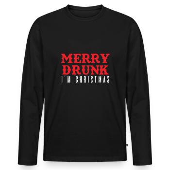 Merry Drunk Iich Bin Weihnachten - Lustige - Männer Premium Bio Langarmshirt - Schwarz - Vorne - Nico (187cm)