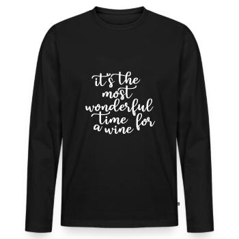 C’est le meilleur moment pour un vin - T-shirt manches longues Premium bio Homme - noir - Devant - Nico (187cm)