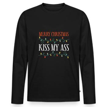 Frohe Weihnachten Leck Mich Am Arsch - Xmas - Männer Premium Bio Langarmshirt - Schwarz - Vorne - Nico (187cm)