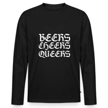 Beer Cheers Queers - LGBTQ - Men's Premium Organic Long Sleeve Shirt - black - Front - Nico (187cm)