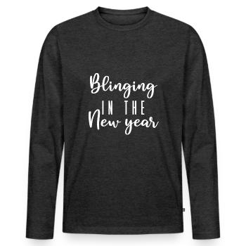 Glitzernd Im Neuen Jahr - Männer Premium Bio Langarmshirt - Anthrazit meliert - Vorne - Nico (187cm)