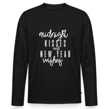 Bisous de minuit et vœux du Nouvel An - T-shirt manches longues Premium bio Homme - noir - Devant - Nico (187cm)