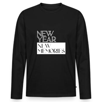 Nouvelle année, nouveaux souvenirs - T-shirt manches longues Premium bio Homme - noir - Devant - Nico (187cm)