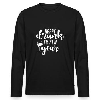 Bonne année ivre - T-shirt manches longues Premium bio Homme - noir - Devant - Nico (187cm)