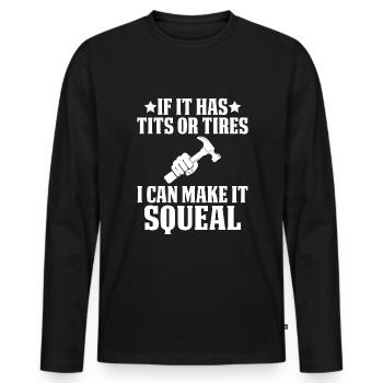 S’il a des mésanges ou mature - mécanicien - T-shirt manches longues Premium bio Homme - noir - Devant - Nico (187cm)