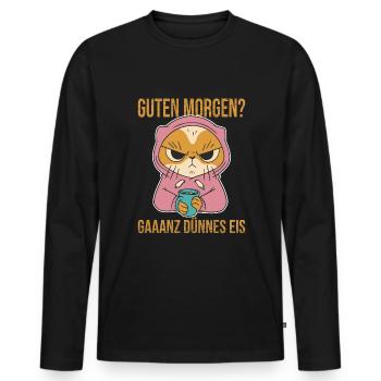 Guten Morgen? Ganz Dünnes Eis! - Männer Premium Bio Langarmshirt - Schwarz - Vorne - Nico (187cm)