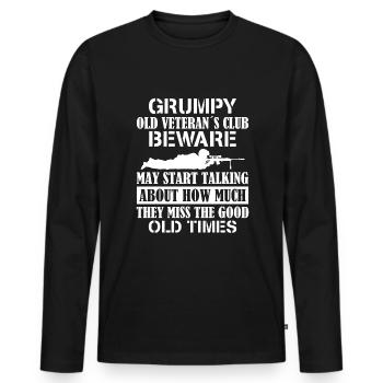 Old Veteran’s Club Caution peut parler - T-shirt manches longues Premium bio Homme - noir - Devant - Nico (187cm)