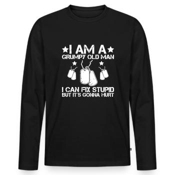 I'm a grumpy old man - veteran - Men's Premium Organic Long Sleeve Shirt - black - Front - Nico (187cm)
