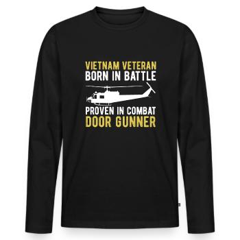 Vietnam Veteran Born in Battle Proven in Battle - Men's Premium Organic Long Sleeve Shirt - black - Front - Nico (187cm)
