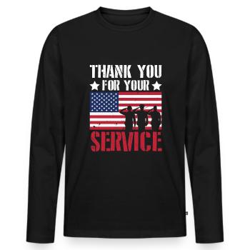 Danke Für Ihren Dienst - Veteran - Männer Premium Bio Langarmshirt - Schwarz - Vorne - Nico (187cm)