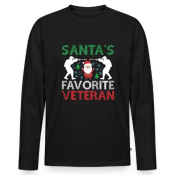 Der Lieblingsveteran Des Weihnachtsmanns - Männer Premium Bio Langarmshirt - Schwarz - Vorne - Nico (187cm)