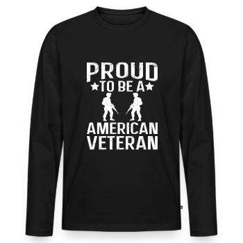 Proud to be an American veteran - Men's Premium Organic Long Sleeve Shirt - black - Front - Nico (187cm)