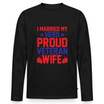 Ich Habe Meinen Helden Geheiratet Stolzes Veteran - Männer Premium Bio Langarmshirt - Schwarz - Vorne - Nico (187cm)