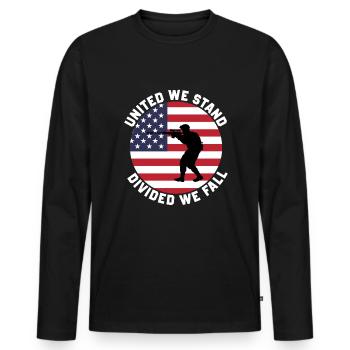 Unis nous sommes divisés, nous tombons - T-shirt manches longues Premium bio Homme - noir - Devant - Nico (187cm)