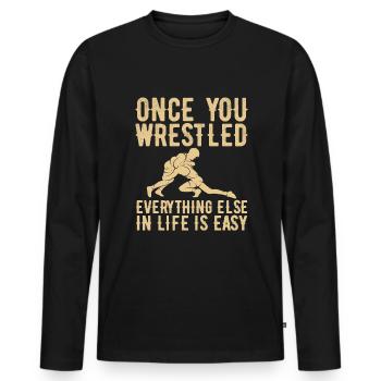 Une fois que vous avez lutté - lutte - T-shirt manches longues Premium bio Homme - noir - Devant - Nico (187cm)