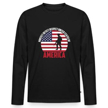 Protect Respect United States of America - Men's Premium Organic Long Sleeve Shirt - black - Front - Nico (187cm)