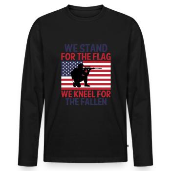 We stand for the flag We kneel for the fallen - Men's Premium Organic Long Sleeve Shirt - black - Front - Nico (187cm)