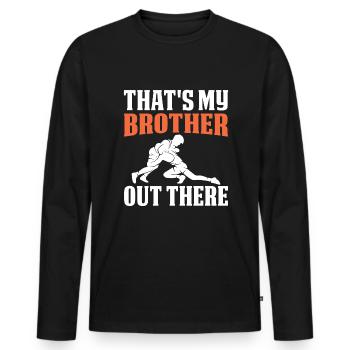 C’est mon frère là-bas - T-shirt manches longues Premium bio Homme - noir - Devant - Nico (187cm)
