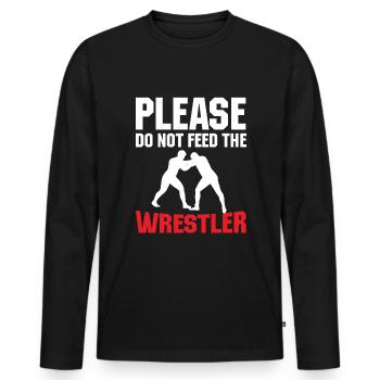 Please do not feed the wrestler - Men's Premium Organic Long Sleeve Shirt - black - Front - Nico (187cm)