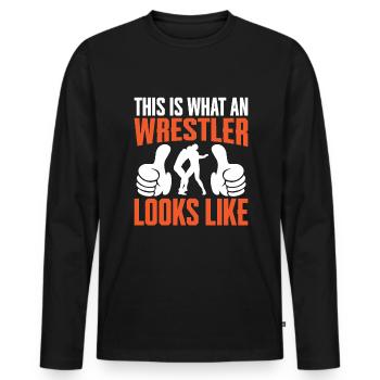 So Sieht Ein Wrestler Aus - Männer Premium Bio Langarmshirt - Schwarz - Vorne - Nico (187cm)