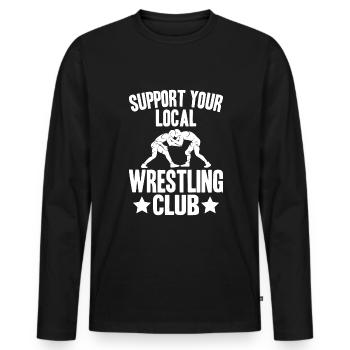 Unterstützen Sie Ihren Lokalen Wrestling-Club - Männer Premium Bio Langarmshirt - Schwarz - Vorne - Nico (187cm)