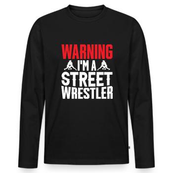 Warning: I'm a street fighter - Men's Premium Organic Long Sleeve Shirt - black - Front - Nico (187cm)